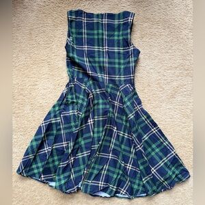 Grace Karin Plaid Dress in Navy and Green Sz Large